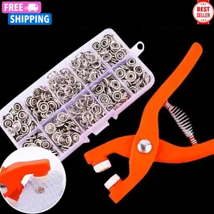 50 Set Metal Snap Fastener Kit with Hand Press Tool Sewing Buttons Fastening Tool