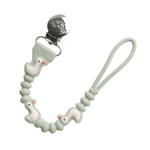 Itzy Ritzy Cute Animal Sweetie Strap Metal-Silicone Pacifier Clip - BPA-Free Soft Silicone, Clip-On Teethers for 0-3 Years Newborns, 9.75in L x 1.3in W x 0.4in H, Prevents Paci Loss