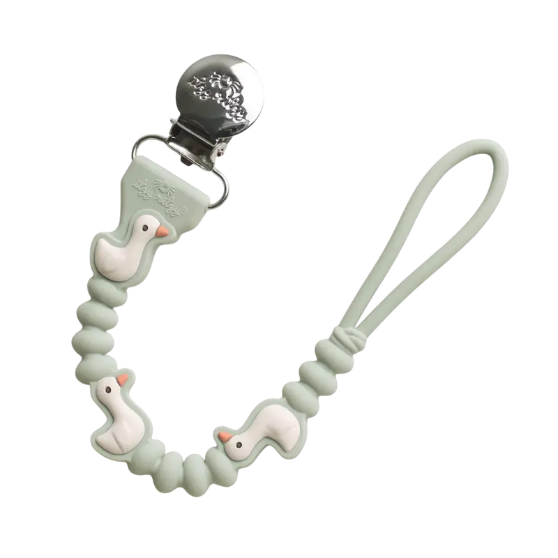 Itzy Ritzy Cute Animal Sweetie Strap Metal-Silicone Pacifier Clip - BPA-Free Soft Silicone, Clip-On Teethers for 0-3 Years Newborns, 9.75in L x 1.3in W x 0.4in H, Prevents Paci Loss