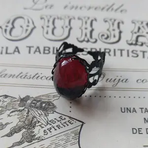Gothic Vampire Red Crystal Rings For Woman Girls Mystery Witch Jewelry Gift Accessories Personalized Gothic Jewelry Black Rings
