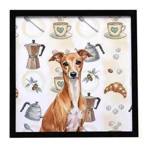 Carolines Treasures WDK7481MFP88 8 x 8 in. Red Italian Greyhound Coffee Bar Framed Metal Print