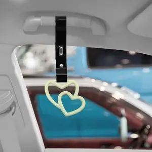 Double Love Heart Glow In The Dark Green JDM TSURIKAWA Ring Subway Train Bus Handle Black Strap Charm Drift