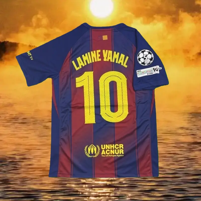 25-26 home red and blue Lamin Yamal No. 10 football jersey