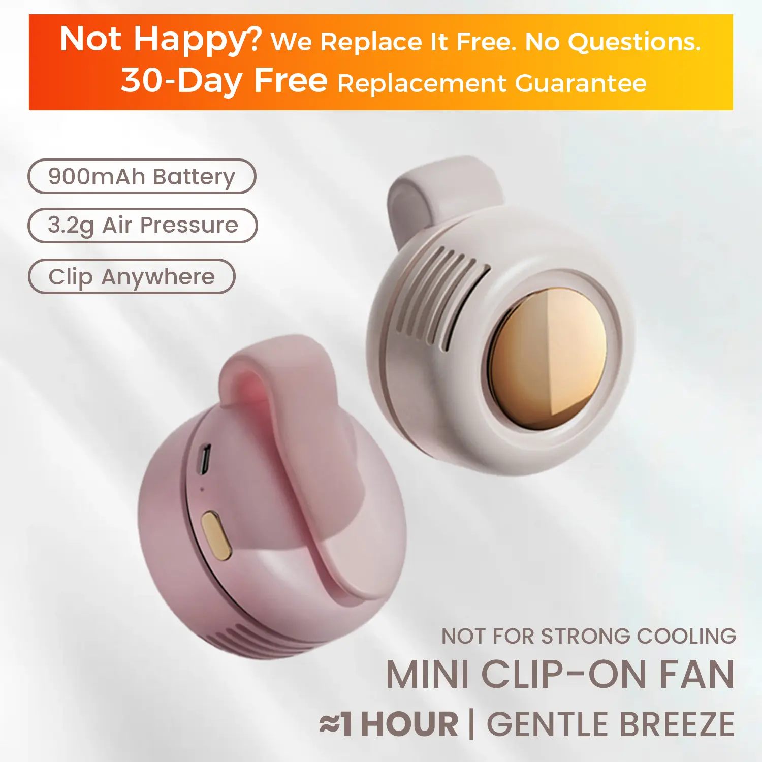 Portable Silent Mini Bladeless Electric Clip-On Neck Fan, 3 Speeds Hands-Free Design, Suitable for Outdoor & Office Use, Home Appliance Travel Accessory Gift