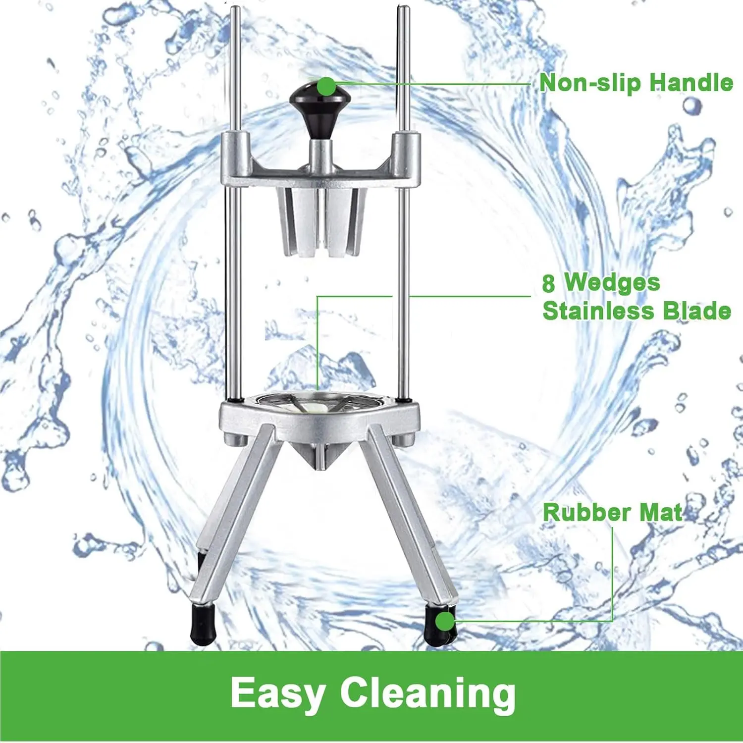 8-Stage Commercial Stainless Steel Blade Kitchen Utensils Slicer - Fruit, Lime, Lemon 8-Wedge Cutter, Juicer Machine, Rubber Mat, Ideal for Bars & Restaurants