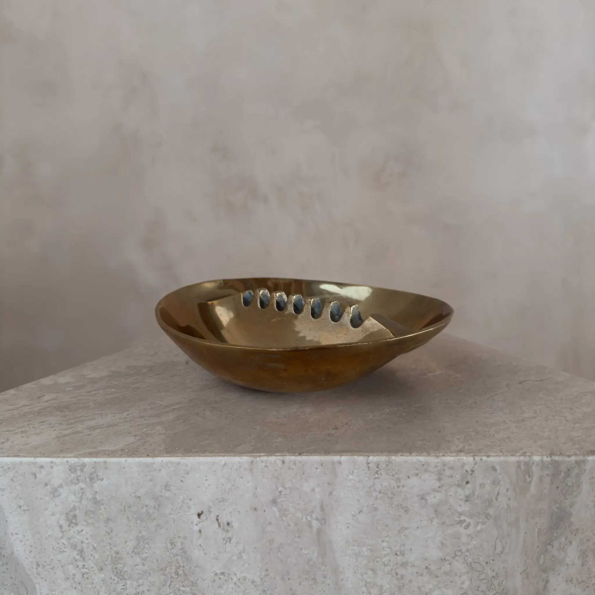 Brass Oval Ashtray with Ridges