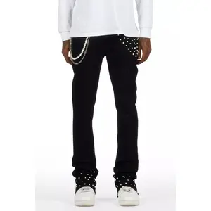 Zayvon Jet Black Stacked Flare Jean