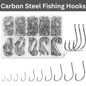 Carbon Steel Circle Hooks, 500Pcs/90Pcs Multi-Size Rust-Proof Assorted Pack with Compartment Box, Precision-Shaped All-Season Gear for Ice Fishing, Freshwater/Saltwater Catfish Targeting
