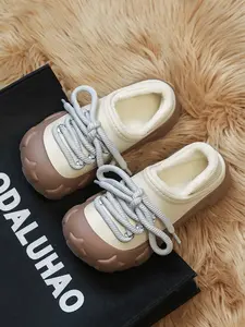 Women's Outdoor Sports Fall Winter New Couple Hole Shoes Cotton Thick Coconut Tree Slippers Height Increase Fashion Trendy Non-Slip Wear-Resistant