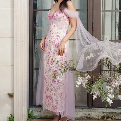 white christmas dresses Corseted Overlap Midi Dress With Shoulder Ruffles - Luxury Evening Dress