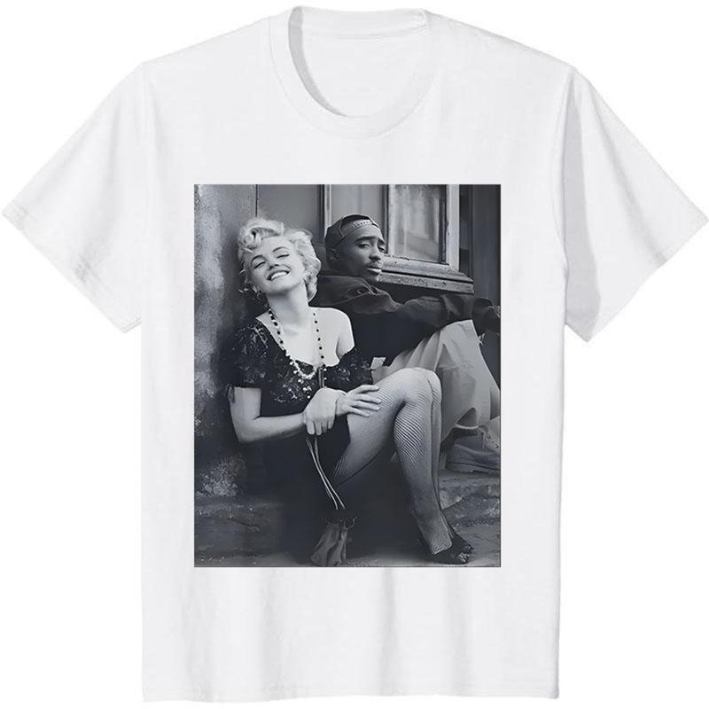 Marilyn Monroe and 2Pac Cotton Unisex Tshirt Streetwear