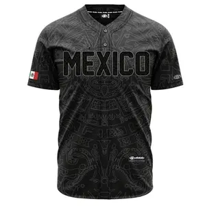 (BLACK) Aztec Mexico Baseball Jersey, Aztec Mexico Jersey for Men Women Youth And Kids, Aztec Mexico Baseball Shirt, Hiphop Jersey, All-Over Print Baseball Jersey