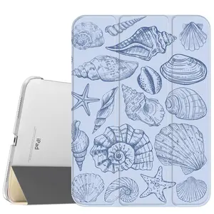 Ocean Illustration Sketches Case for iPad A16 2025 / iPad air 6/ iPad mini 6, Slim Stand Cover with Soft Translucent Frosted Back Pencil Slot, for Samsung Galaxy Tab S9 Tablet Cases