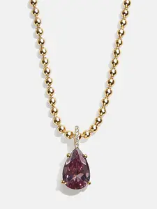 Esther 18K Gold Plated Sterling Silver Birthstone Necklace - Light Amethyst