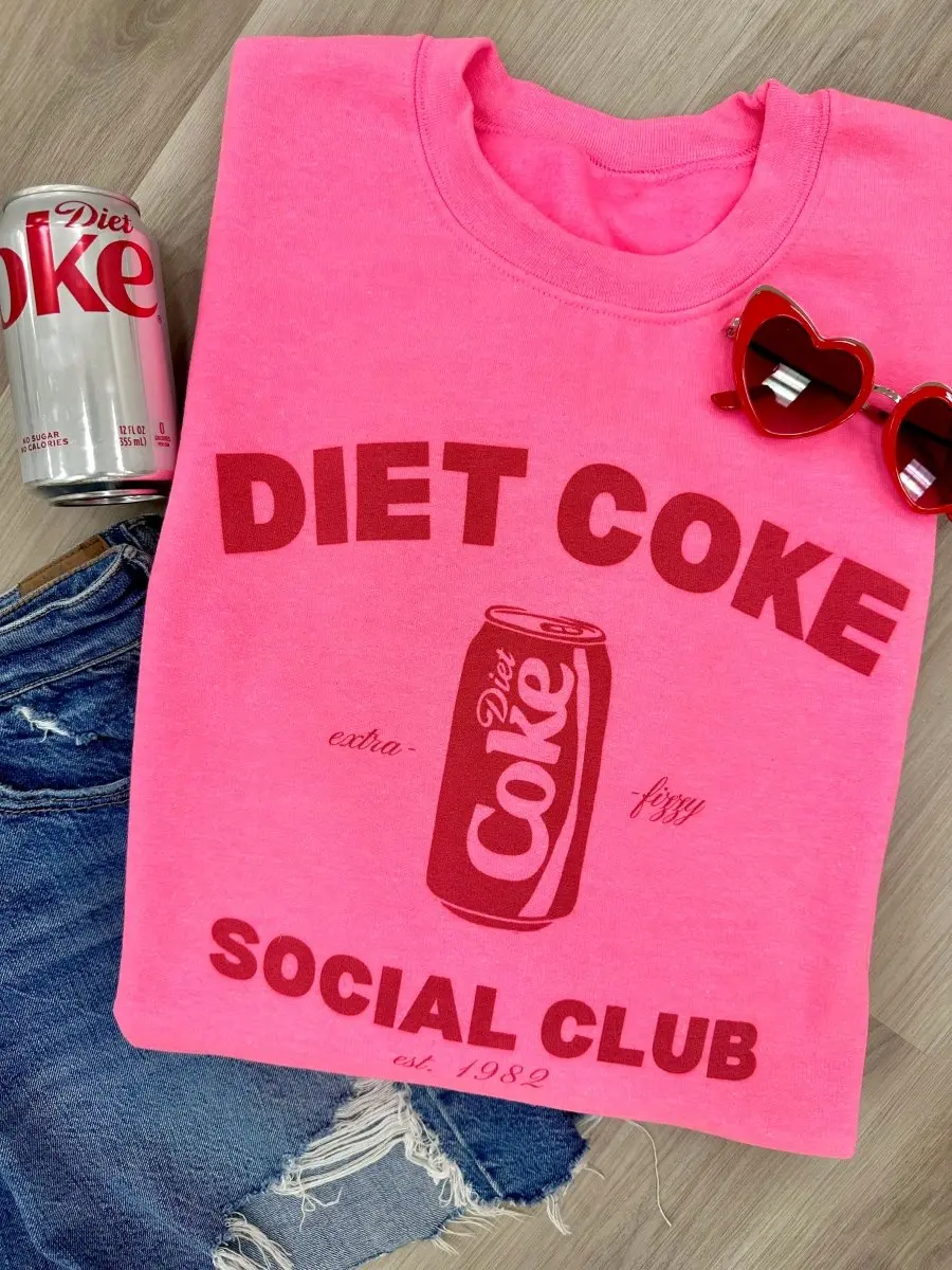 Women's Lady Round Neck Casual Pullover Sweatshirt Tops - Diet Coke Social Club Themed Womenswear