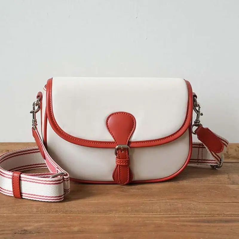 1pc Women's Waterproof Nylon Saddle Bag, Lightweight Wear-Resistant Crossbody Shoulder Bag with Adjustable Wide Strap, Vintage Color Block Large Capacity Versatile Purse for Commute Work Daily Shopping, Fits Phone Makeup Cushion Lipstick