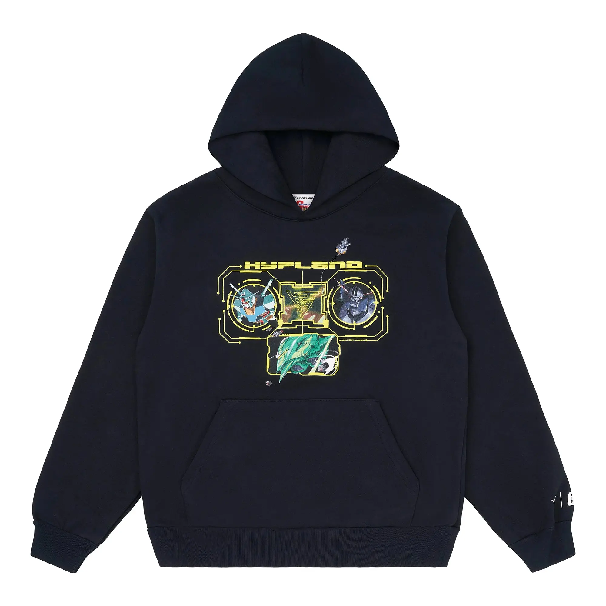Hypland GUNDAM AIR TARGET Hoodie Navy with Graphic Design, Front Pocket, and Hood, Casual Style for Men