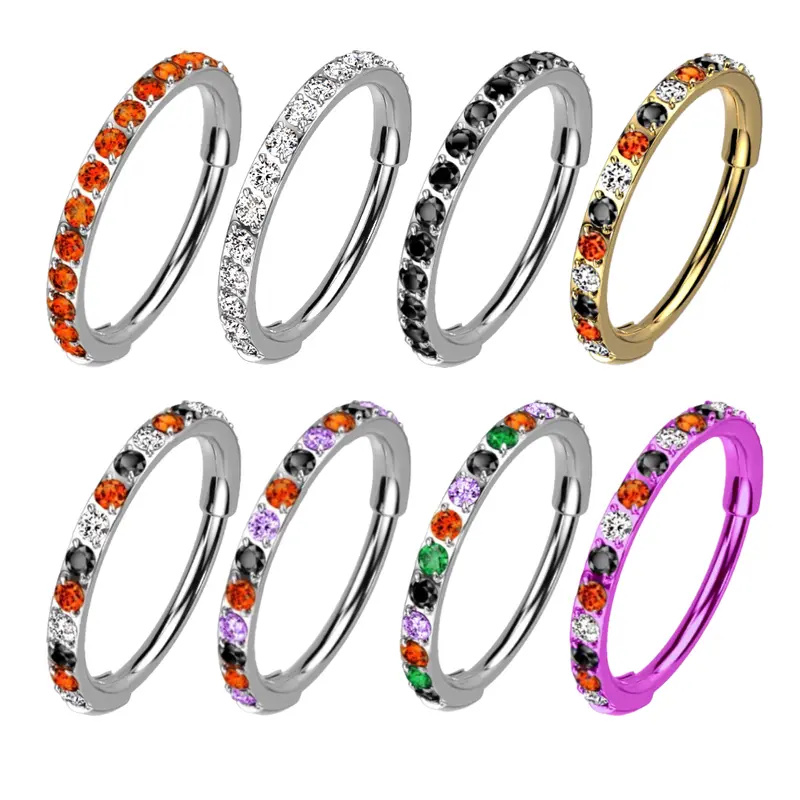 Titanium Halloween Micro Gem Hinged Nose Hoop 20g