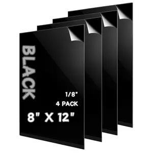 Black  Sheet 8" x 12",Black Plexiglass Sheets 1/8 Inch Thick,Black  Panel, Board (4-Pack