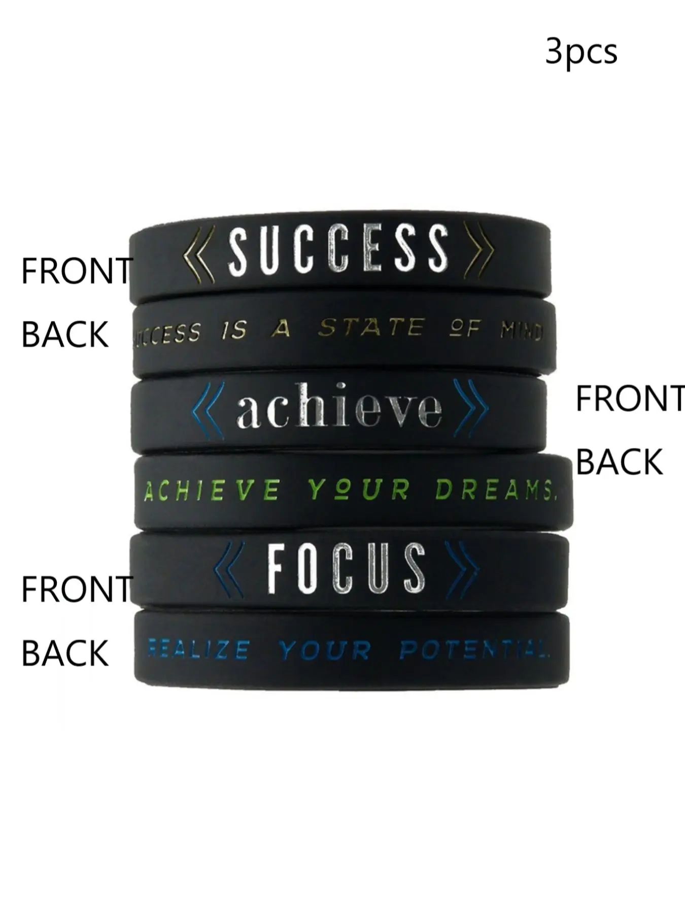 3pcs Letter Pattern Bangle for Women & Men, Fashion All-match Silicone Wristband, Trendy Accessories for Party and Daily Life, Stackable Bracelets, Fashionable Bangle, Stackable Bracelet Set, Bangles Bracelets Set