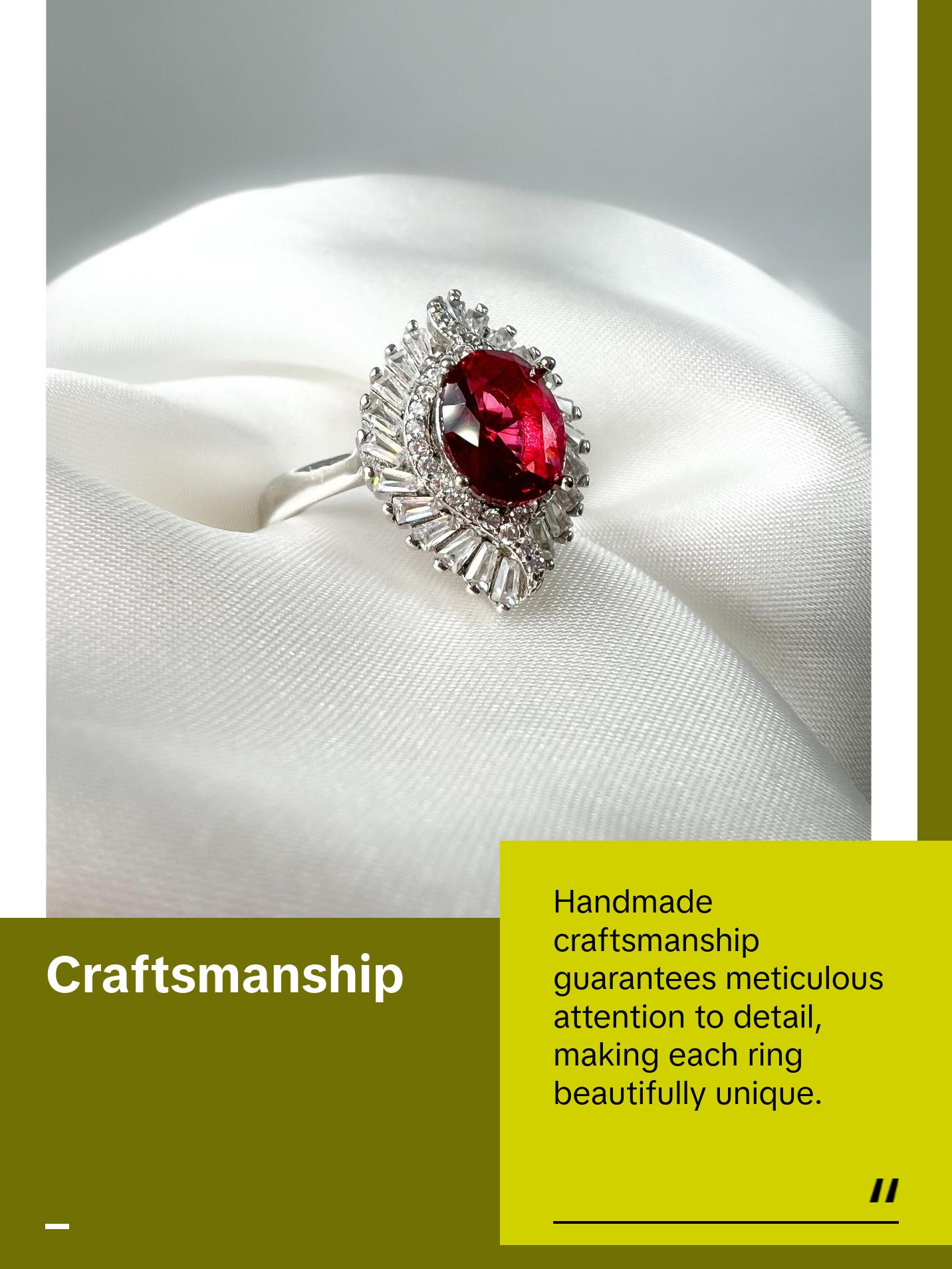 Ruby Statement Halo Sterling silver Ring, Size 9