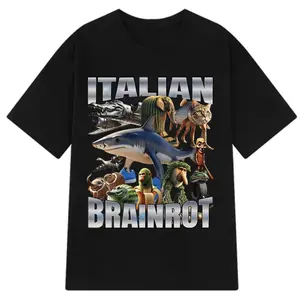 Italian Brainrot Shirt | Tralalero Tralala, Tung Tung Tung Sahur, Bombardiro, Crocodilo, Funny Meme T-shirt, Men Women Fashion, Loose T Shirts
