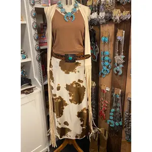 Cow Print Slit Skirt