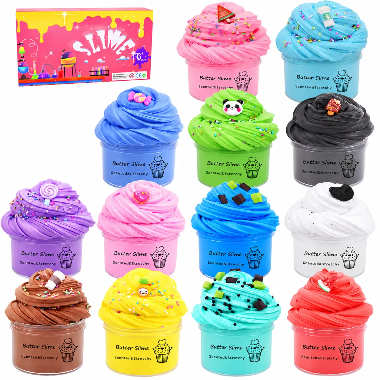 Butter Slime Kit (11/13 Pack) - Unisex Reusable Soft Scented Squishy Toys, 8+ Years Kids' Decompression Sensory Item, Birthday/Easter Gifts, Slime ASMR Tool for Open Ended Creative Development