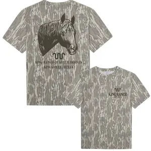 Unisex KR Quarter Horse tshirt, Bottomland Camo Printed Shirt King Ranch Mossy Oak, Camo Pattern Men's T-shirt gift for man