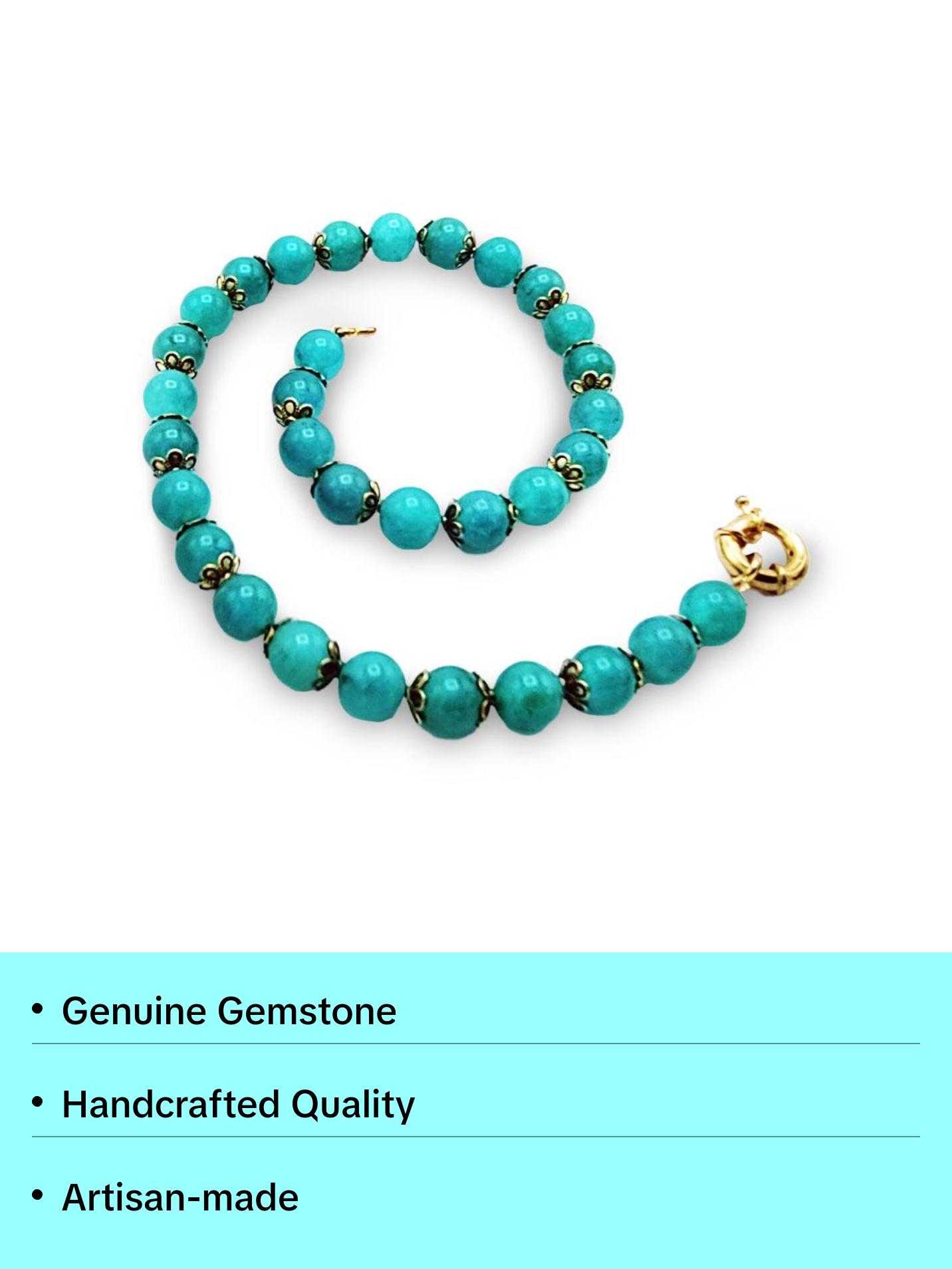 Aqua Chalcedony Beaded  Necklace