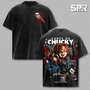 Chucky – Child's Play Oversize Horror Graphic Tee, Acid Washed Heavy Cotton Shirt, Vintage Streetwear, Unisex Casual Wear, Movie Merch, Gift for Horror Fans
