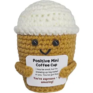 Funny Crochet Coffee Themed  -  Coffee Gifts for Women,Coffe Lover Gifts for Men,Mother's Day Easter  Idea with Emotional Support Coffe Mug,Office Desk Decor for Cofe Enthusiasts