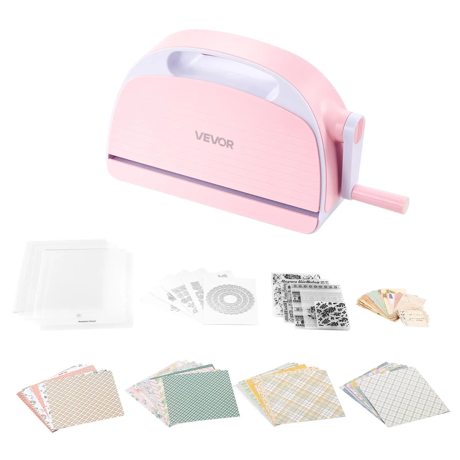 VEVOR Manual Die Cutting and Embossing Machine, 9" Opening, Portable Die Cut Machine Set with Cutting Dies, Embossing Folders, Paper Sheets, Cutting Plates, for Scrapbooking, Card Making, Crafting