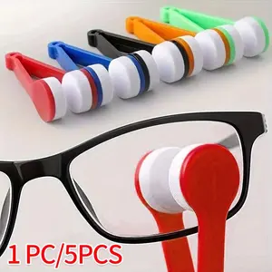 Portable Eyeglass Cleaning Kit, Quick Clean No Fingerprints, Includes Microfiber Cloth and Dual-Ended Brush, Travel-Friendly, 1/5 Pack