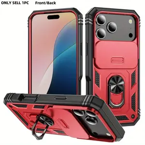 Compatible with iPhone 17 Pro Max, 17 Air, 16, 15, 14, 13 Featuring a Sliding Camera Cover, Comprehensive Camera Protection, This Protective Phone Case Includes a 360-Degree Rotating Circular Car Mount with Matte Finish, Shockproof Design