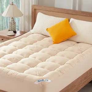 BEDLORE Twin Mattress Topper, Bamboo Pillow Top Pad for Back Pain Relief, Thick Soft Mattress Cover with Deep Pockets 6-15 inch