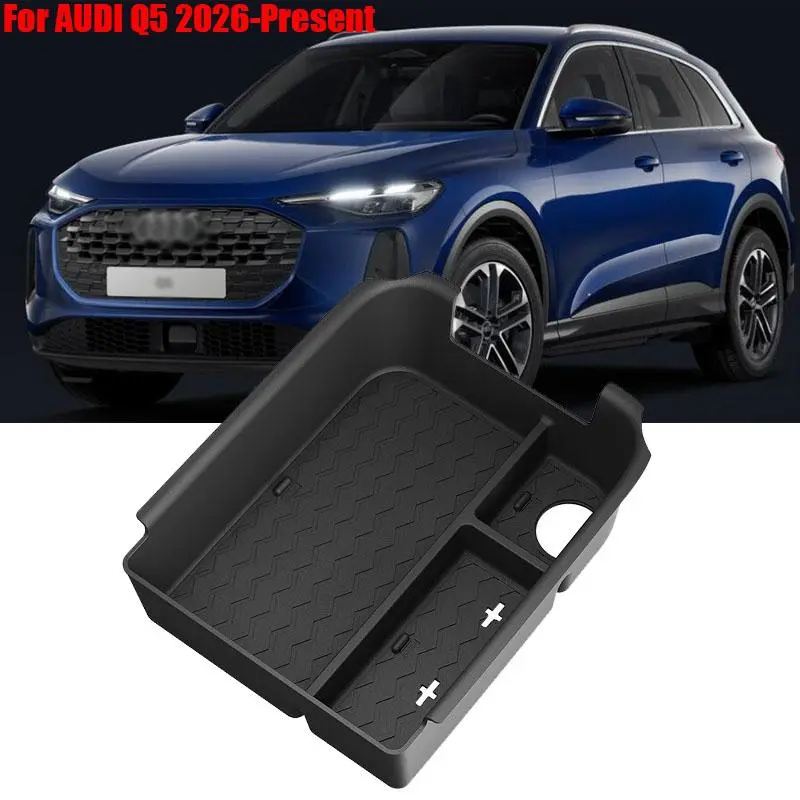 2026 New Car Armrest Storage Box For AUDI Q5 2026-Present Center Console Organizer ABS Stowing Tidying Interior Accessories
