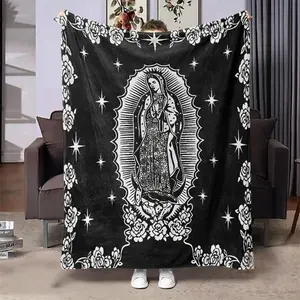 Virgin Mary Pattern Blanket  Soft Funny Throw Blanket Cozy Lightweight Plush Portable Cover Blanket For Sofa,Warm Gift For Birthday,Christmas,Multiple Blanket
