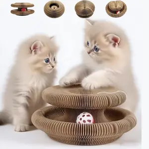 【Already have 10K favorites】Magic organ cat scratching board Toy set with cat ball&bell Durable Foldable Deformed Retractable Suitable for cat indoor and outdoor interactive games to relieve boredom Vertical Scratcher Kittens Kittens Scratcher tiktokshops