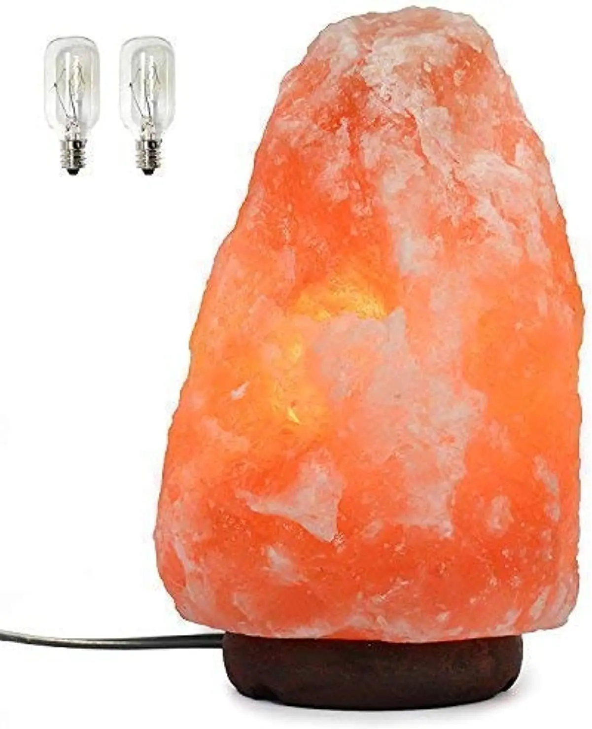 7-Inch Authentic Pakistani Himalayan Salt Lamp - Dimmable Salt Rocks Lamp with Dimmer Cord, Classic Wood Base, Natural Crystal Rock Indoor Night Light for Adults Over 12, Allergy Aid, Sleep Support