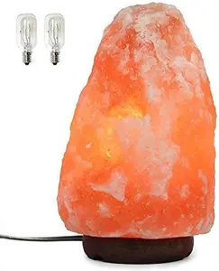 7 Inch Himalayan Salt Lamp with Dimmer Cord - Night Light Natural Crystal Rock Classic Wood Base Authentic from Pakistan