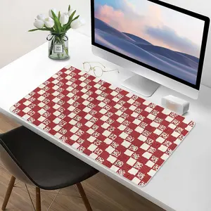 Mackenzie Childs Red and White Check Desk Mat Protector, Waterproof & Non-Slip Base Large Mouse Pad for Home