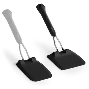 Silicone Spatula Set with Adjustable Angle Turner, Swappable 2 Size Heads, Flexible Heat Resistant Spatula for Eggs, Pancakes, Fish and Burgers, Black