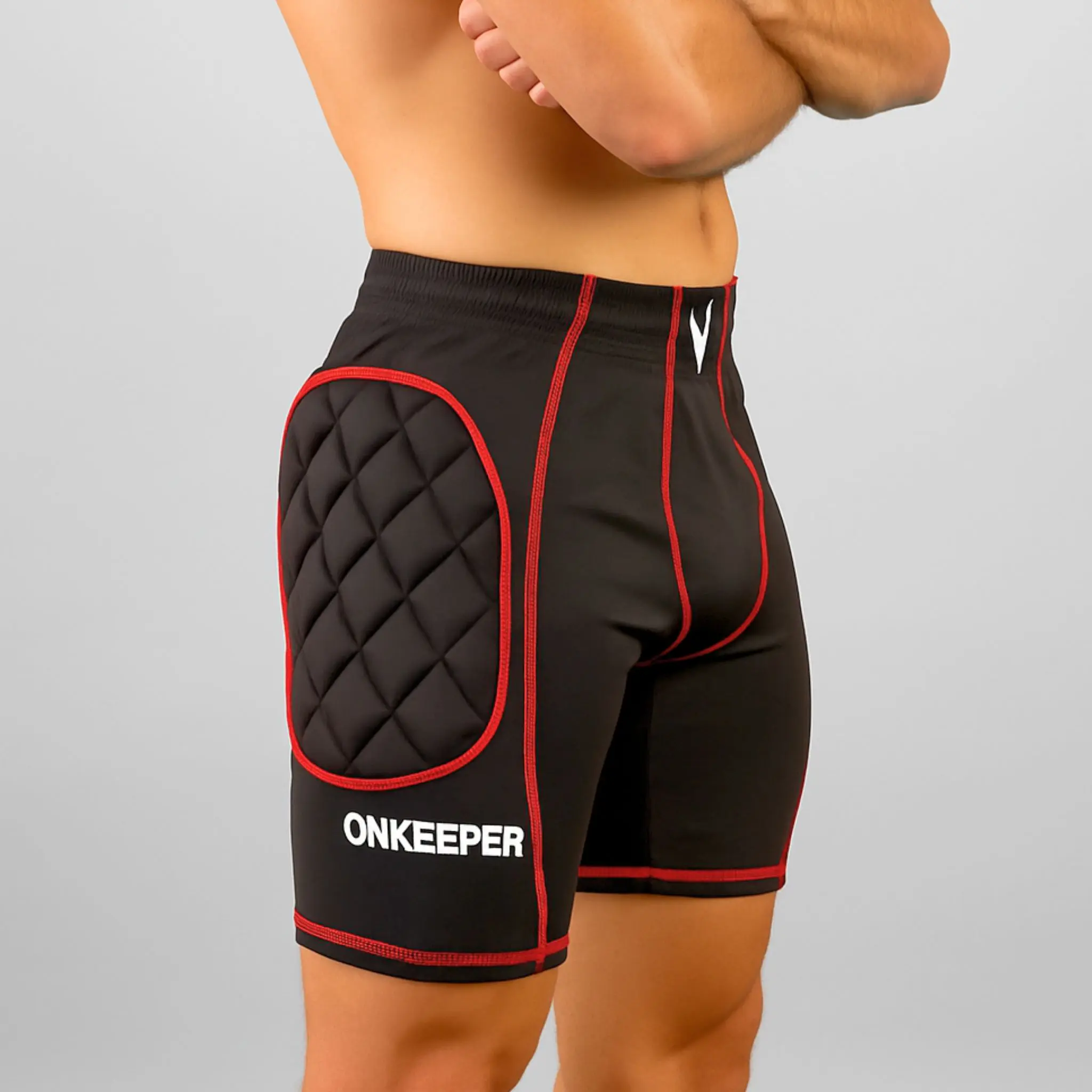 ONEKEEPER Black Compression Shorts Padded for Goalkeeping All Seasons with Adjustable Drawstring & Elastic Waistband for Soccer & Futsal