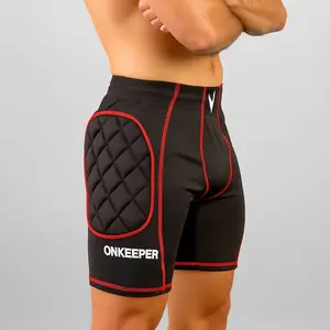 ONEKEEPER Black Compression Shorts Padded for Goalkeeping All Seasons with Adjustable Drawstring & Elastic Waistband for Soccer & Futsal