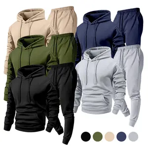 Men's Hoodie and Drawstring Sweatpants Set Casual Athletic Long Sleeve Hooded Jacket & Trousers for Fall Winter Daily Wear Sportswear Indoor Outdoor Tracksuit