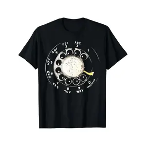 Mens Vintage Rotary Phone Dial Pattern TShirt Comfortable Short Sleeve Crew Neck Perfect for Summer Outdoor Activities and Casual Wear Classic Style Plus Size Breathable Tee