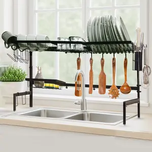SinkMates Adjustable Sink Rack Kitchen Over The Sink Dish Drying Rack Organizer Large Space Saving Dish Drainer Countertop Dishes Rack On Counter Caddy Utensil Metal Organizer
