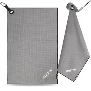 Golf'N Microfiber Magnetic Towel for Golf Bags - Dark Gray 16" x 24" with N52 Magnets, Carabiner Clip & Reinforced Loop