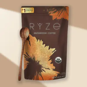 RYZE Mushroom Coffee 30 Servings with 6 Adaptogenic Mushrooms MCT Oil，Focus, Digestion, Immunity with Turkey Tail,Shiitake, Lion's Mane, 60 serving Natural Vitamin